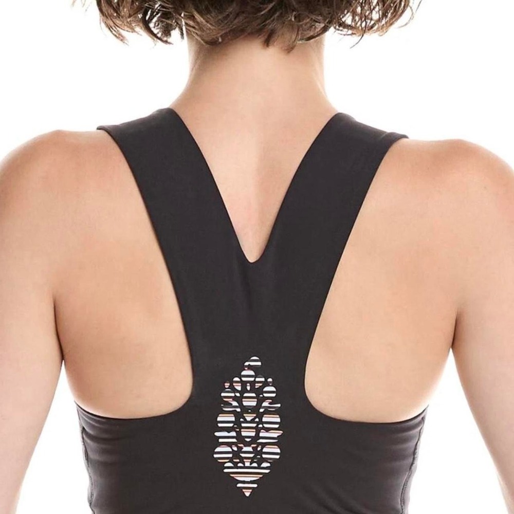 NWT ($48) Free People Movement Win Win sports bra black & multi-colored